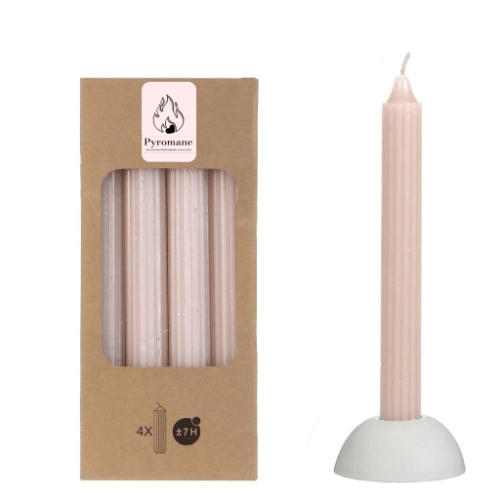 Pencil candles, set 4 pieces - pink