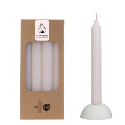 Pencil candles, set 4 pieces - white