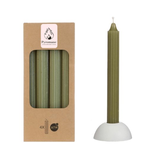 Pencil candles, set 4 pieces - green